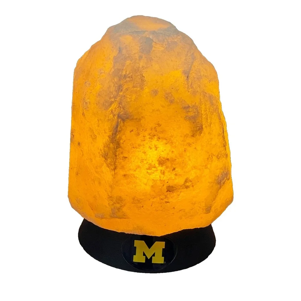 Michigan Wolverines Himalayan Salt Rock Lamp Dimmer Control Lights Up UofM